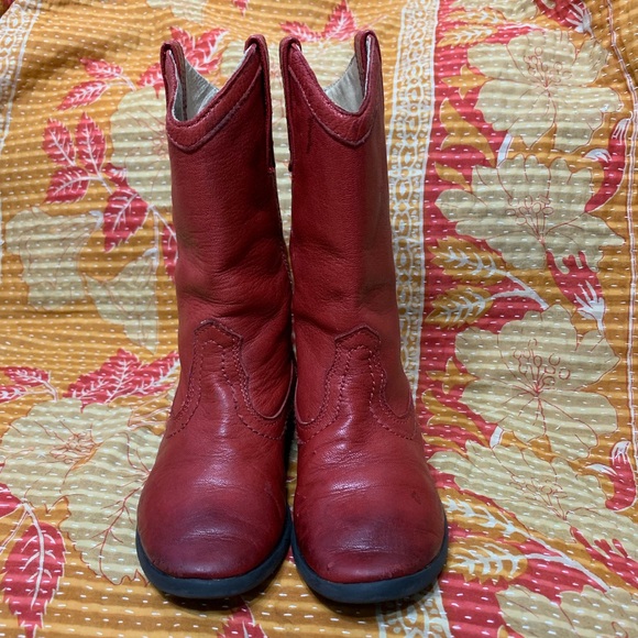 Frye Carson Pull on Red Cowboy Boots toddler Sz 11 - Picture 2 of 8
